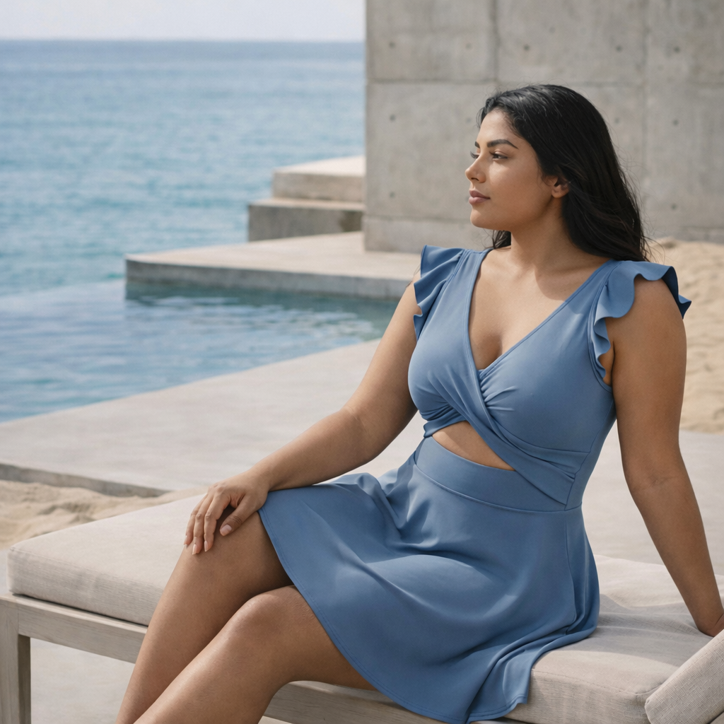 Isla Wave Swimdress — Ruffle Wrap One-Piece